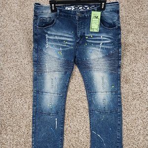 2875 Size 34 X 32 LR Scoop Paint Splatter Jeans